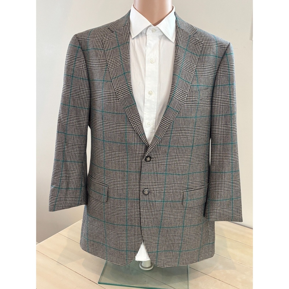 Abito Sartoriale Blazer Mens 54 Wool Blend E. Zegna Cloth Plaid Beige Teal Coat